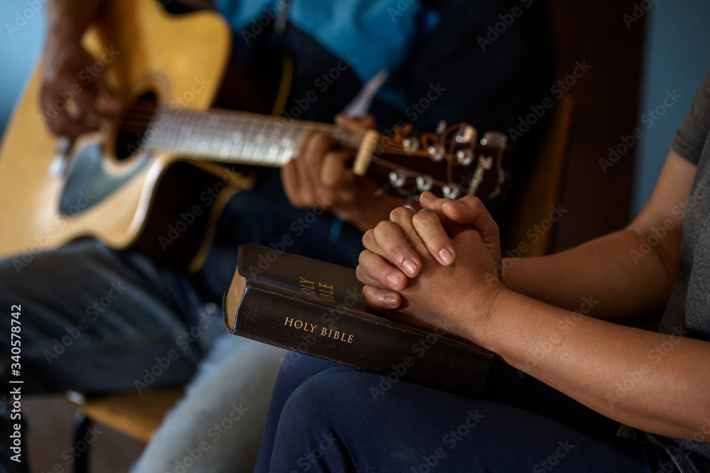 Wall mural christians are congregants join pray and seek the blessings of god