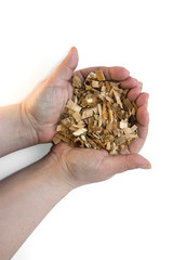 wood chips alder hill lies in the hands of mulching the soil