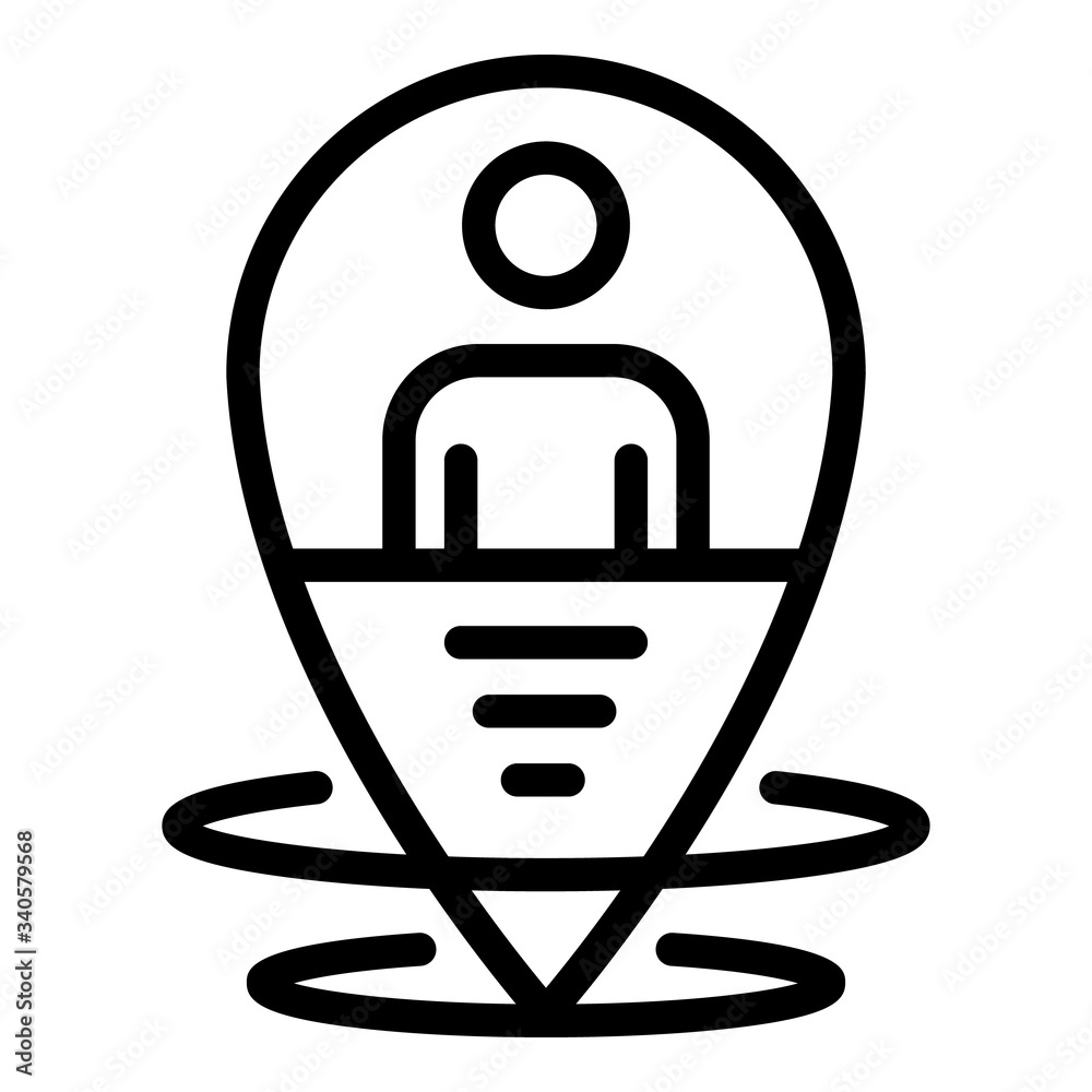 Poster man at the geo point icon. outline man at the geo point vector icon for web design isolated on white