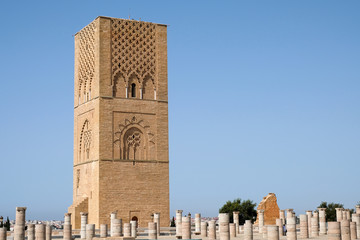 The Hassan minaret tower in Rabat, Morocco