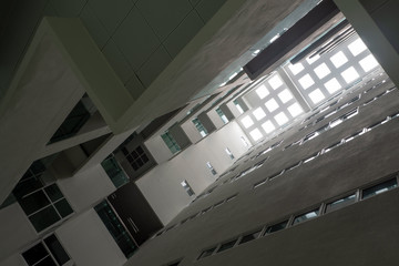 Looking up to the Daylight from the clerestory on the top of the high rise building