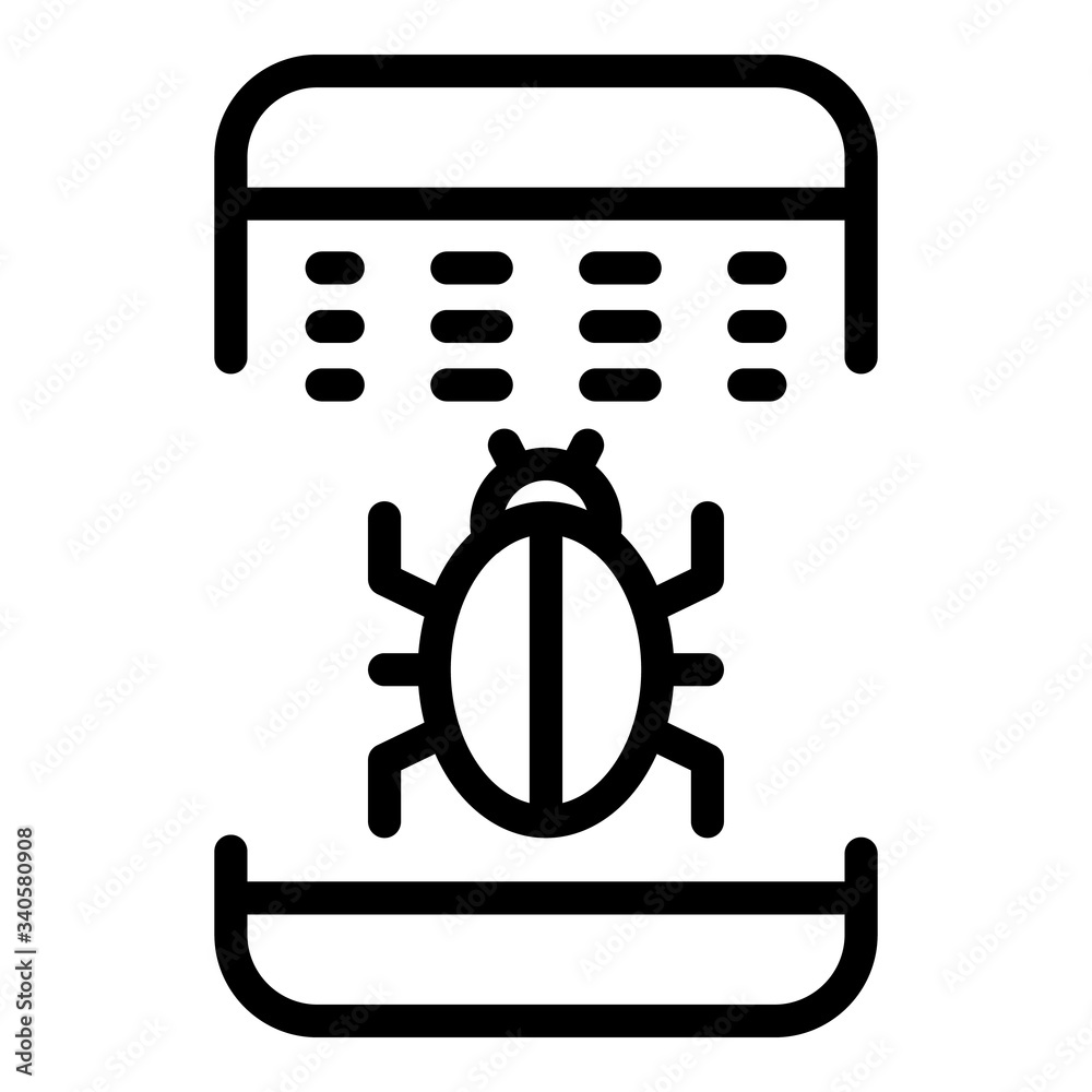 Poster bug in smartphone application icon. outline bug in smartphone application vector icon for web design