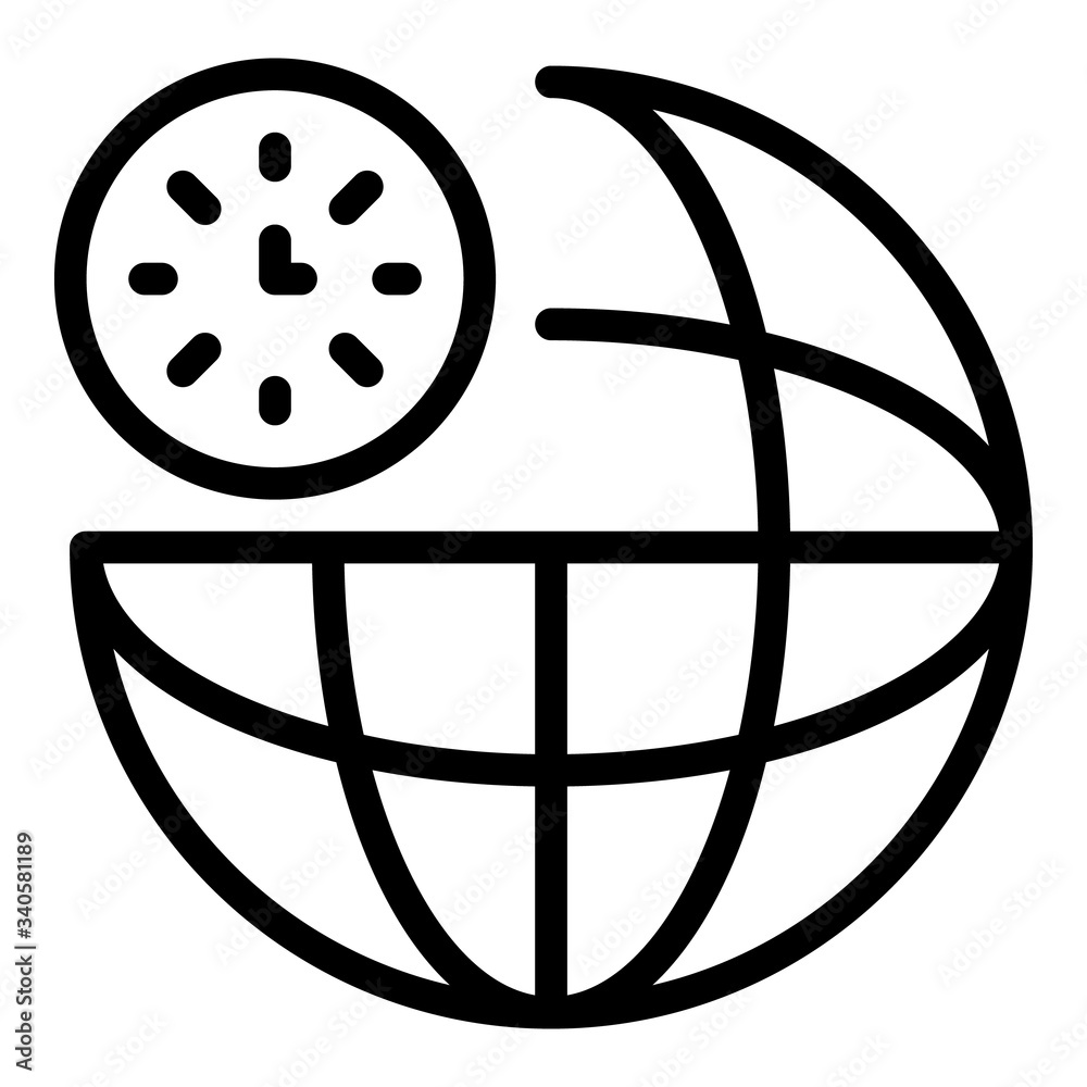 Poster clock and globe icon. outline clock and globe vector icon for web design isolated on white backgroun