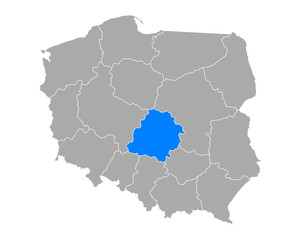 Fototapeta Karte von Lodzkie in Polen obraz