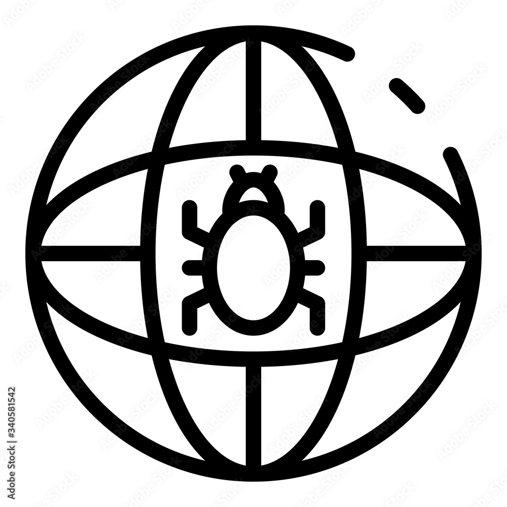 Poster global bug icon. outline global bug vector icon for web design isolated on white background