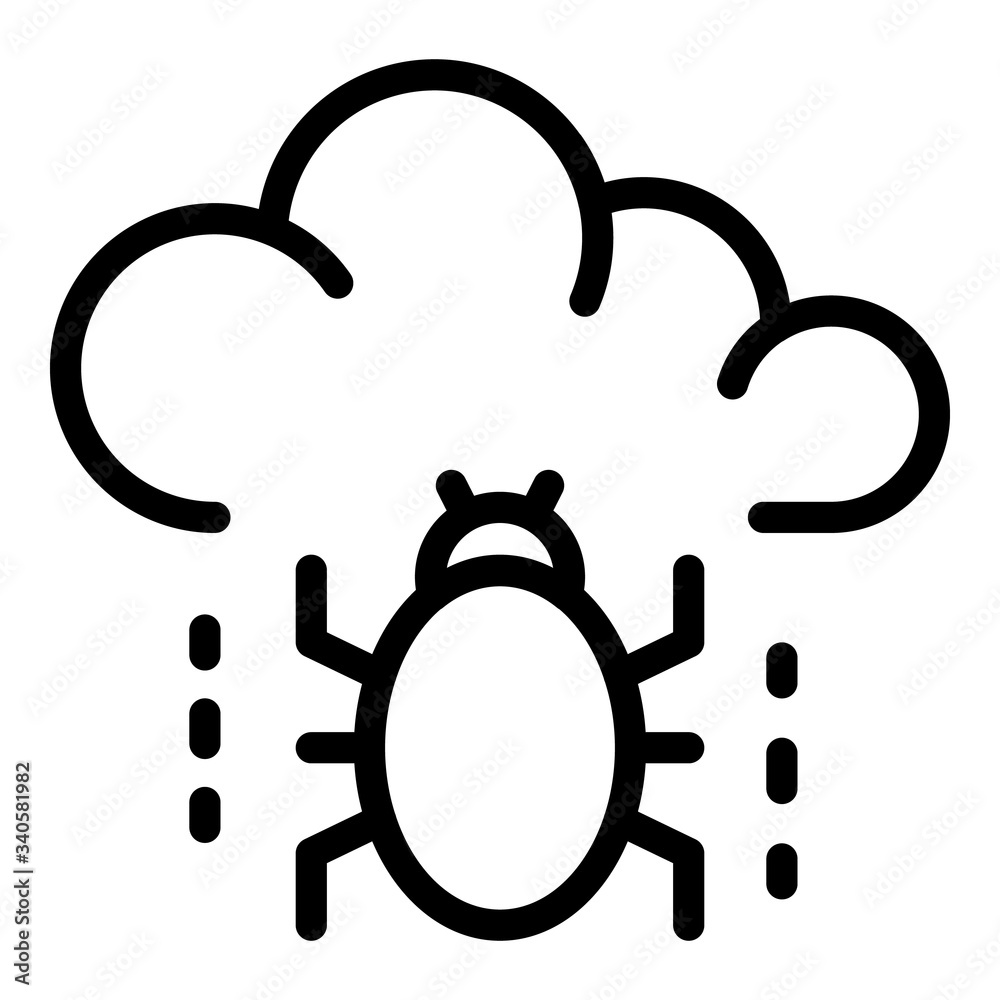 Poster bug on a cloud icon. outline bug on a cloud vector icon for web design isolated on white background