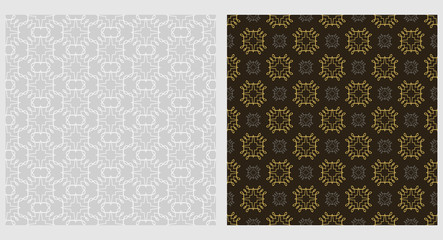 Geometric Pattern | Seamless Background Wallpaper | Colors: Black, Gold, Gray | Vector Illustration