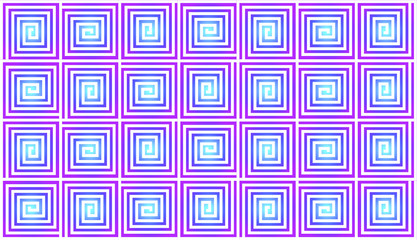 vector seamless pattern, simple repeating pattern with squares, rectangular screwing pattern, purple cyan gradient