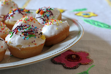 Traditional homemade easter cakes on the plate.