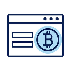 webpage with bitcoin crypto currency line style icon