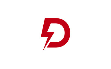 D Letter with a lightning bolt Icon or Logo design, Vector Template
