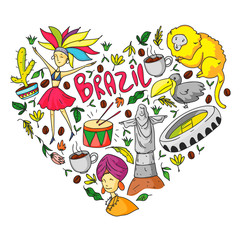 Rio de janeiro Brazil. Vector pattern with national symbols.