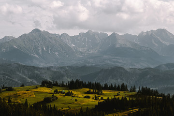 Polish mountains landscape on a cloudy day

