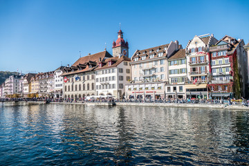 Fototapeta na wymiar Lucerne on the banks of the Reuss River