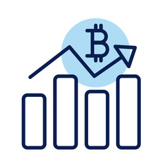 Obraz na płótnie Canvas bitcoin with statistics bars crypto currency line style icon