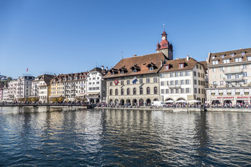 Fototapeta na wymiar Lucerne on the banks of the Reuss River