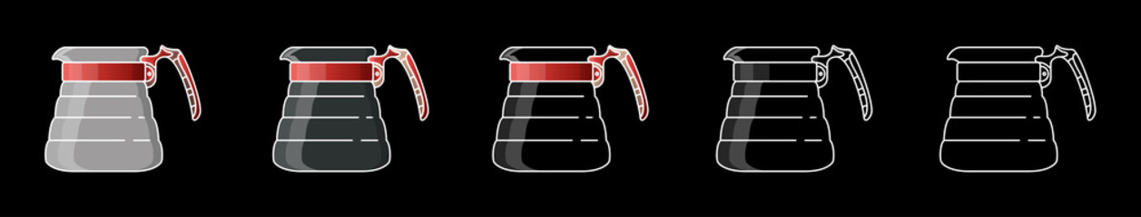 Coffee server. Device for brewing coffee. For the menu, in the shop, bar. White line on black background