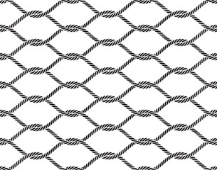 Vector rope, fishing net, seamless. White background.