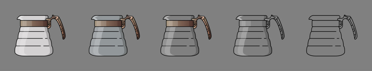 Coffee server. Device for brewing coffee. For the menu, in the shop, bar. Black line on grey background