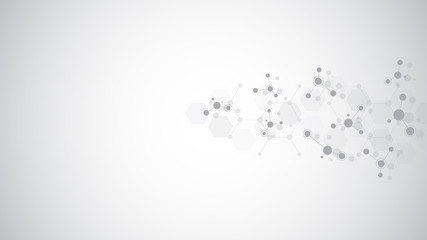 Obraz premium Abstract background of molecular structures. Molecules or DNA strand, genetic engineering, neural network, innovation technology, scientific research. Technological, science and medicine concept.