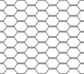 Vector rope, fishing net, seamless. White background.