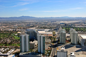 The hotels on the Strip seen from the Stratosphere tower Las Vegas Nevada USA © Andy Evans Photos