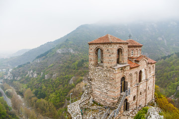 Fototapeta na wymiar Church of the Holy Mother of God in Asen's Fortress and Rhodopes mountain, Asenovgrad, Plovdiv Region, Bulgaria