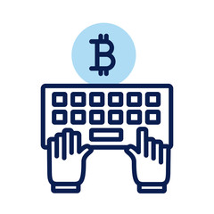 bitcoin and keyboard crypto currency line style