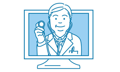 オンライン診療の医師イラスト