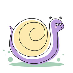 Cute snail cartoon on white background