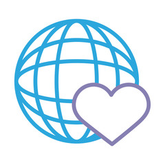 earth planet with heart solidarity line style