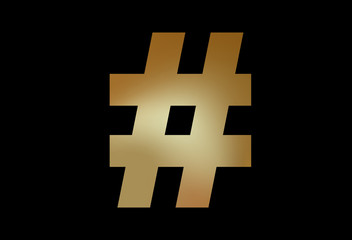 gradient gold online hashtag flat icon symbol vector format