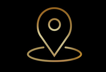 gradient gold online location pin sign line icon symbol vector format