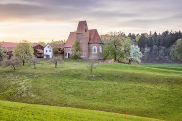 Fototapeta na wymiar Kirche St. Veit, Berg, Reischach, Landkreis Altötting, Oberbayern, Bayern, Deutschland