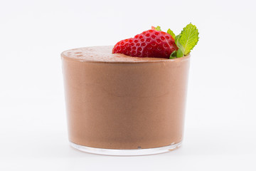 chocolate mousse with fresh strawberry