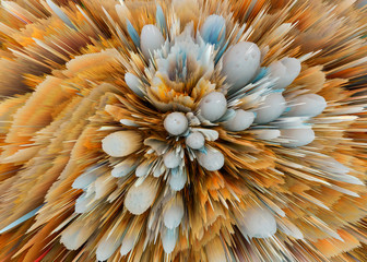 Explosion colorful rays.  Shine dynamic scene.  Magic moving fast lines.  Hologram display. Bright blurred waves. Stylish space bright fantasy abstract background. Future tech. 3D illustration. © CHREMOS