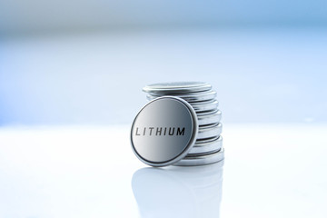 Miniature battery button cell. with chemical data.
