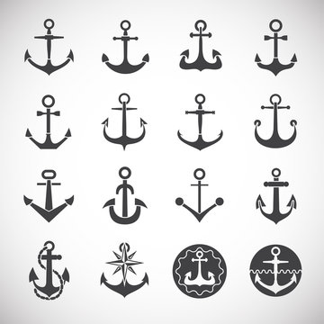 Anchor icons set on background for graphic and web design. Creative illustration concept symbol for web or mobile app