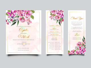 printable beautiful flower and leaves wedding invitation template