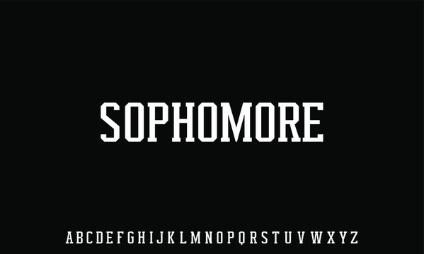 sophomore, varsity college font alphabet vector set