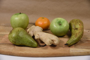 vegetables on a wooden table
