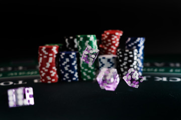 Dices at the casino table