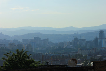 Georgia. Mountain ranges over Tbilisi.