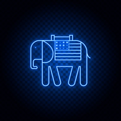 American, elephant, USA gear blue icon set. Abstract background with connected gears and icons for logistic, service, shipping, distribution, transport, market, communicate concepts