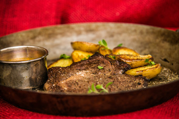 The food in the restaurant. Food styling and restaurant meal serving. Gourmet restaurant menu concept. Creative stylist restaurant