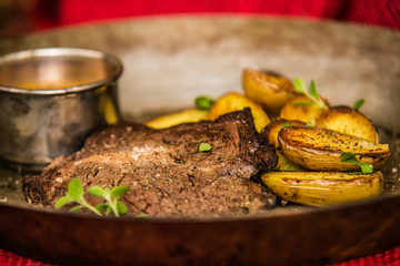 The food in the restaurant. Food styling and restaurant meal serving. Gourmet restaurant menu concept. Creative stylist restaurant