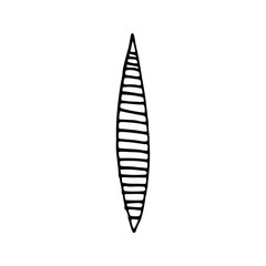 Black and white leaf of a plant, drawn by hand.
