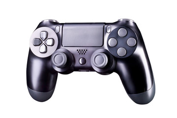 Black video game joystick gamepad isolated on a white background