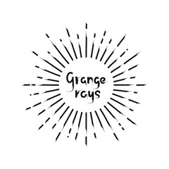 Grunge Vector Sun Rays in old retro style on white background