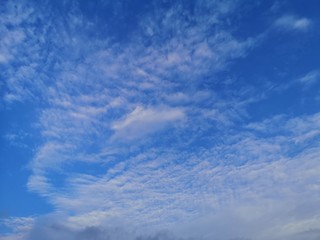 Altostratus white clouds in the blue sky natural background beautiful nature environment